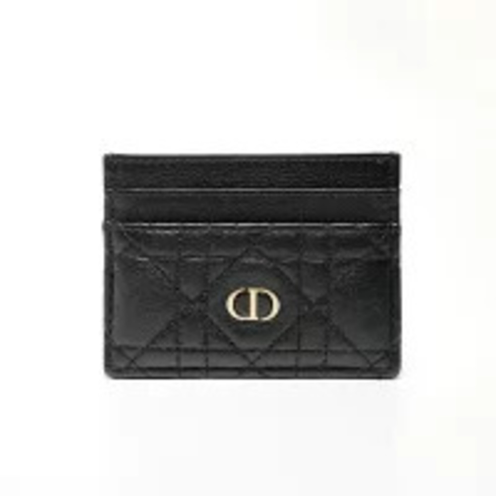 Christian Dior Cannage Card Case Wallet Black